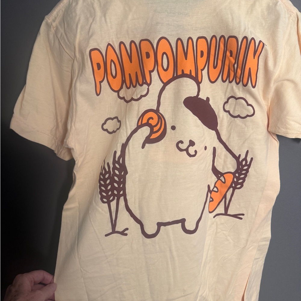 Sanrio Cream Tee with Orange & Brown Cartoon Pudding Dog